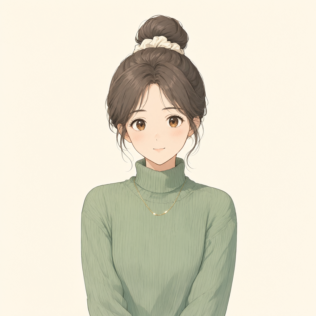 girl with bun hairstyle character