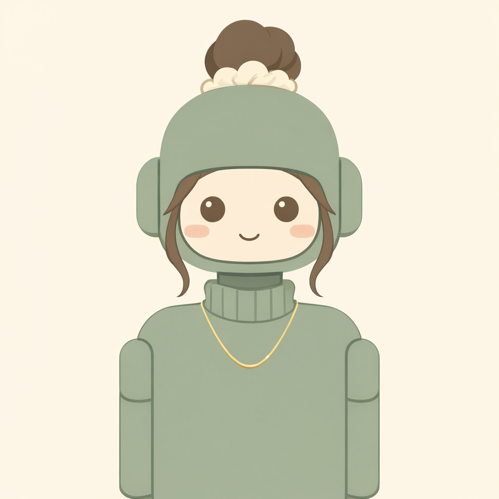girl with bun minimal bot icon